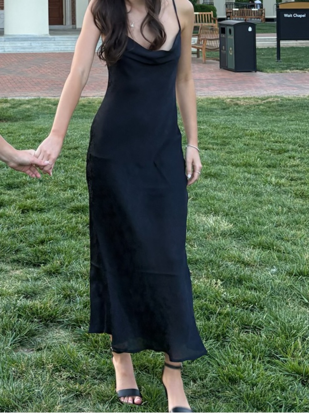 Altar'd State Black Slip Maxi Dress with Cowl Neckline